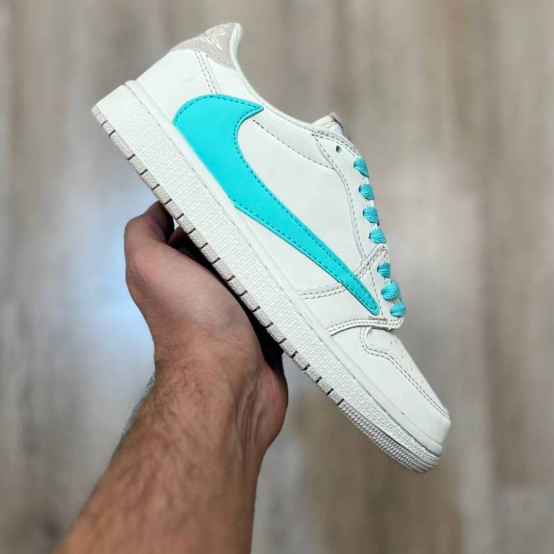 نایک ایرجردن 1 تراویس اسکات تیفانی کرم آبی Nike Air Jordan 1 Low Travis Scott Tiffany Cream - Image 3