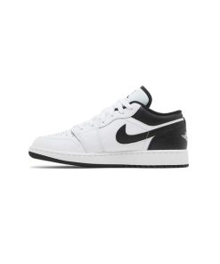 کتونی نایک ایرجردن 1 ساق کوتاه سفید مشکی Nike Air Jordan 1 Low White Black Dark