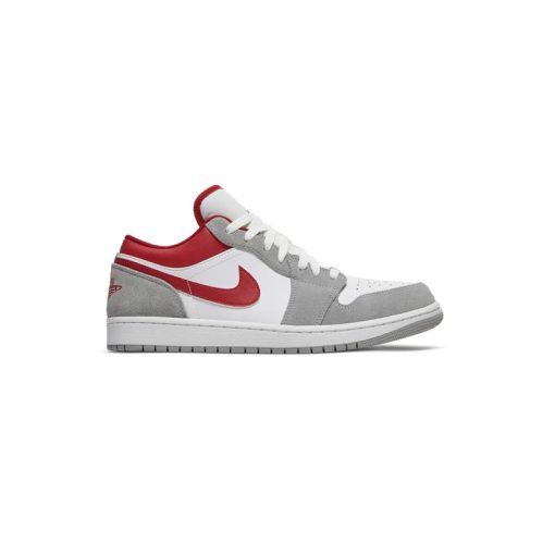 کتونی نایک ایرجردن 1 ساق کوتاه سفید کرم قرمز Nike Air Jordan 1 Low Light Smoke Grey Gym Red