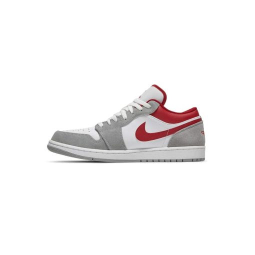 کتونی نایک ایرجردن 1 ساق کوتاه سفید کرم قرمز Nike Air Jordan 1 Low Light Smoke Grey Gym Red