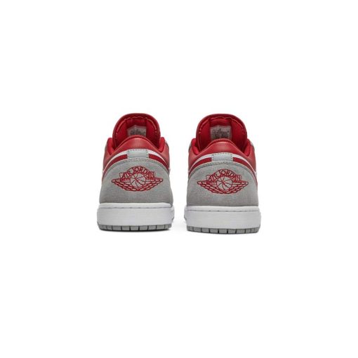 کتونی نایک ایرجردن 1 ساق کوتاه سفید کرم قرمز Nike Air Jordan 1 Low Light Smoke Grey Gym Red