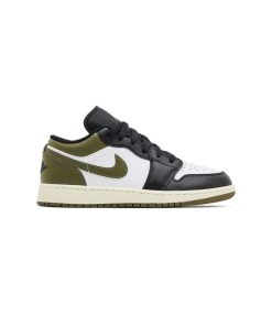 کتونی نایک ایرجردن 1 ساق کوتاه مشکی سفید زیتونی Nike Air Jordan 1 Low Black Toe Medium Olive