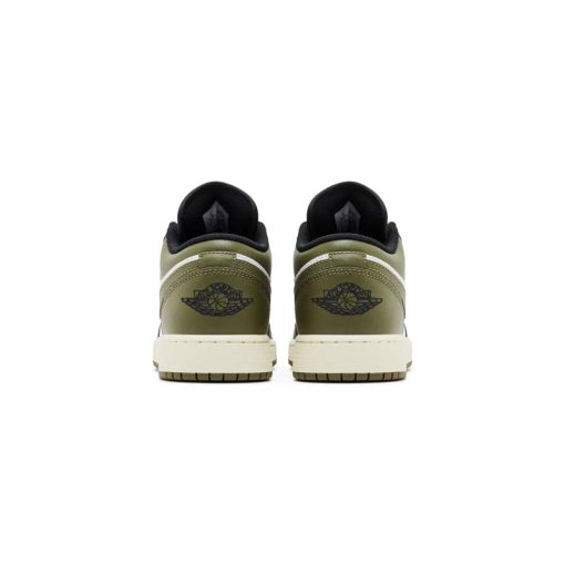 کتونی نایک ایرجردن 1 ساق کوتاه مشکی سفید زیتونی Nike Air Jordan 1 Low Black Toe Medium Olive