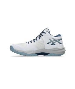 کفش والیبال اسیکس اسکای الیت 3 سفید آبی Asics Sky Elite 3 White Gray Navy Blue