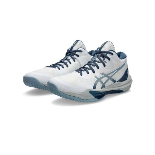 کفش والیبال اسیکس اسکای الیت 3 سفید آبی Asics Sky Elite 3 White Gray Navy Blue