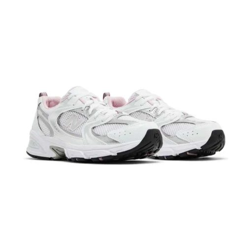 کتونی نیوبالانس 530 سفید صورتی نقره ای New Balance 530 Big Kid White Mid Century Pink