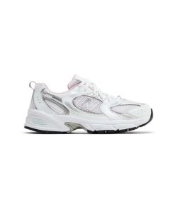 کتونی نیوبالانس 530 سفید صورتی نقره ای New Balance 530 Big Kid White Mid Century Pink