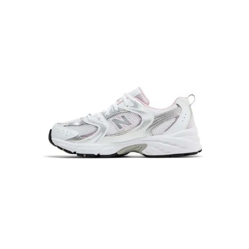 کتونی نیوبالانس 530 سفید صورتی نقره ای New Balance 530 Big Kid White Mid Century Pink