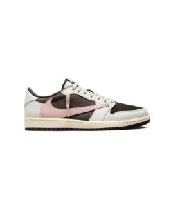 نایک ایرجردن 1 تراویس اسکات کرم قهوه ای صورتی Nike Air Jordan 1 Low Travis Scott Beige Brown Pink