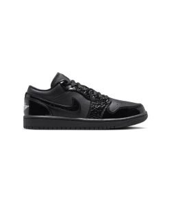 کفش نایک ایرجردن 1 ساق کوتاه فول مشکی فیلی Nike Air Jordan 1 Low SE Patent Elephant Black