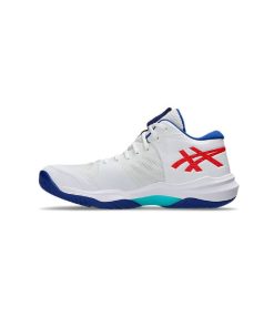 کفش والیبال اسیکس اسکای الیت 3 سفید فیروزه ای Asics Sky Elite 3 White Asics Blue