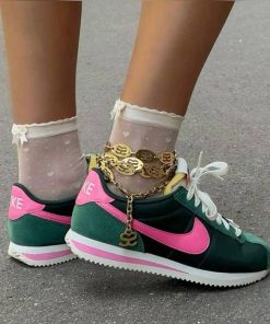 کتونی نایک کورتز سبز صورتی Nike Cortez Textile Green Pink