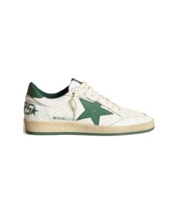 Golden Goose Ball Star White Nappa Leather Green